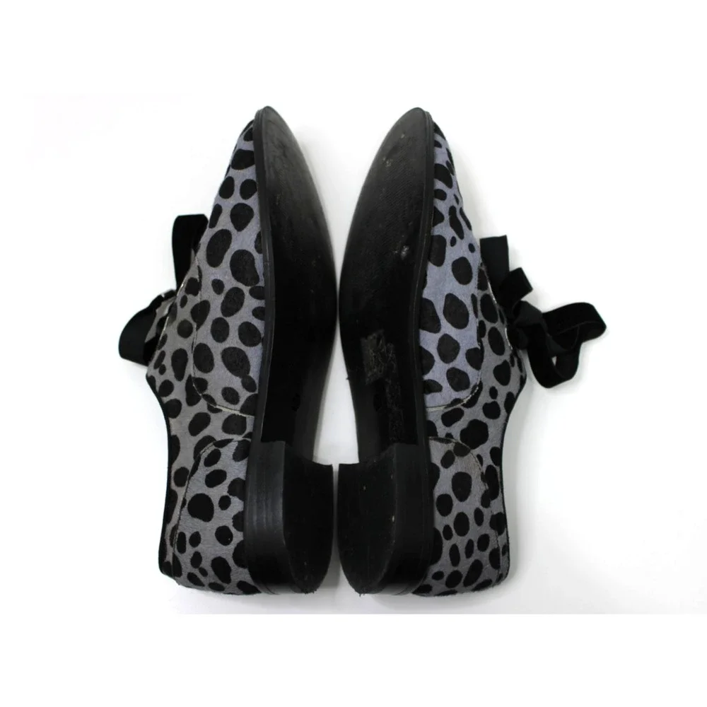 Shellys London Women's 39 8.5 Blue & Black Hair Fur Wingtip Oxford Shoes